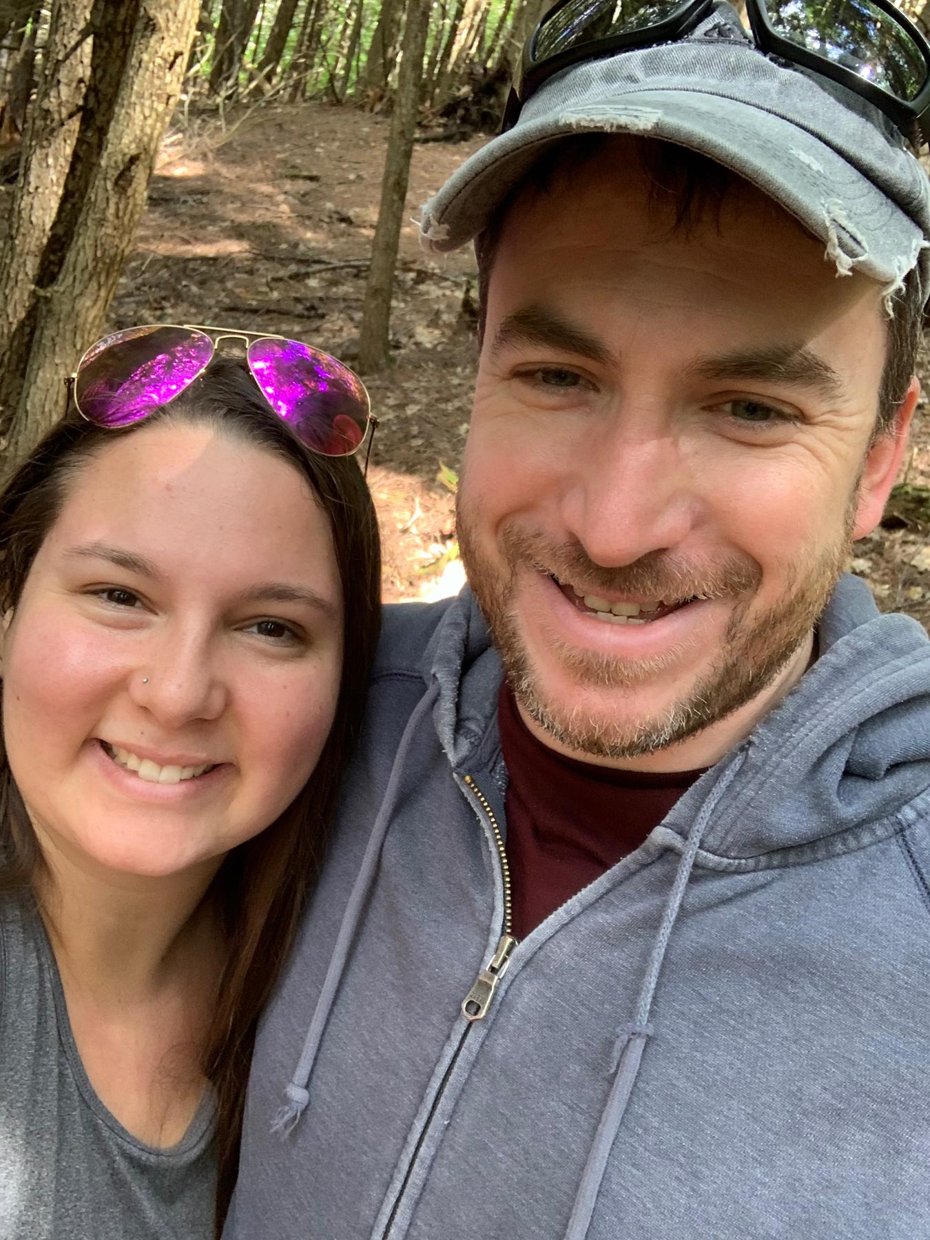 Hiking in the woods like always