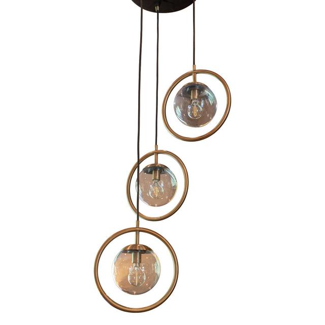 3 Light Griggs Globe Pendant Antique Brass - Decor Therapy