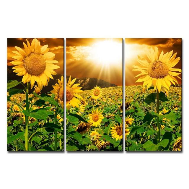 Sunflower Wall Art Canvas Print for Home Decor 3 Pieces Panel Paintings Modern Artwork for Living Room Decoration Flower Pictures Photo Prints On Canvas