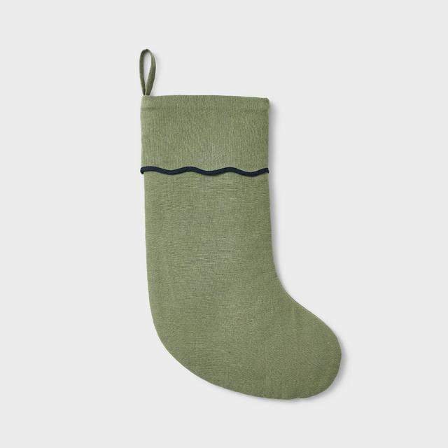 Scallop Christmas Stocking Green - Threshold™ designed with Studio McGee