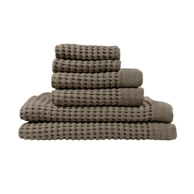 GILDEN TREE Waffle Towel Set Quick Dry Thin | 2 Bath Towels | 2 Hand Towels | 2 Washcloths, Modern Style (Stone)