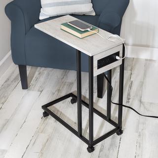 C-Shaped End Table with Outlets