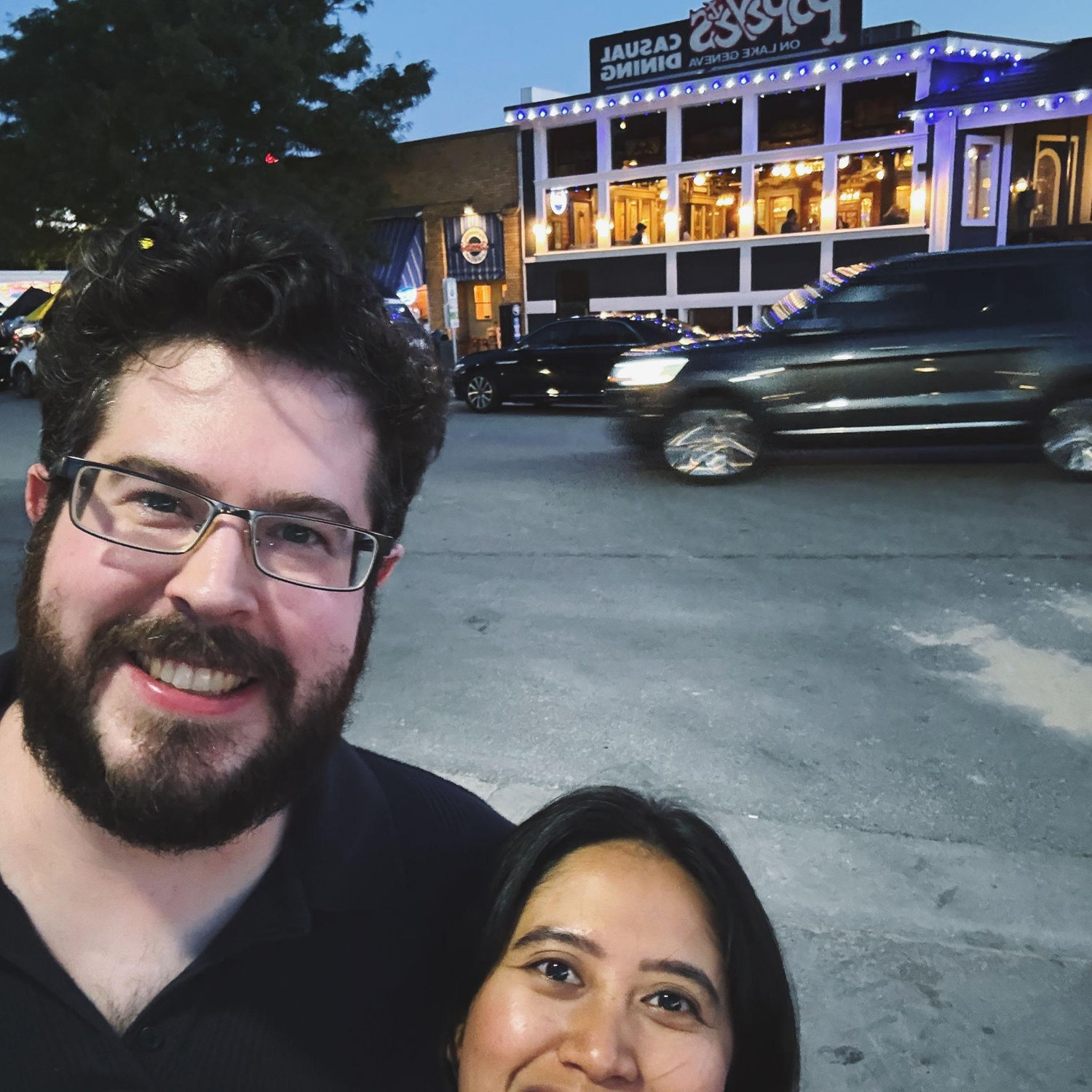 First travel together at Lake Geneva and we "had dinner at Popeyes"