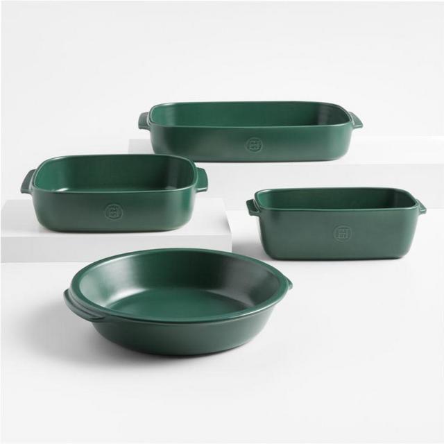 Emile Henry x Crate & Barrel 4-Piece Green Ceramic Bakeware Set