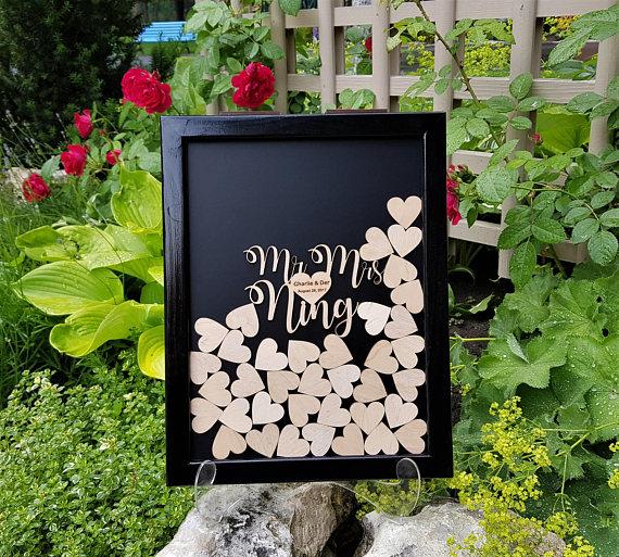 Wedding Guest Book Alternative Guest Book Personalized Drop Top box Heart Guestbook Custom guestbook Memory Box White Guestbook