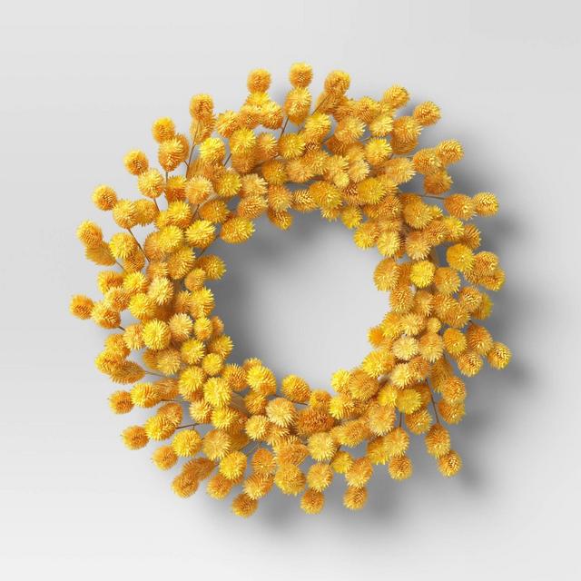 21" Artificial Dyetree Wreath Yellow - Threshold™