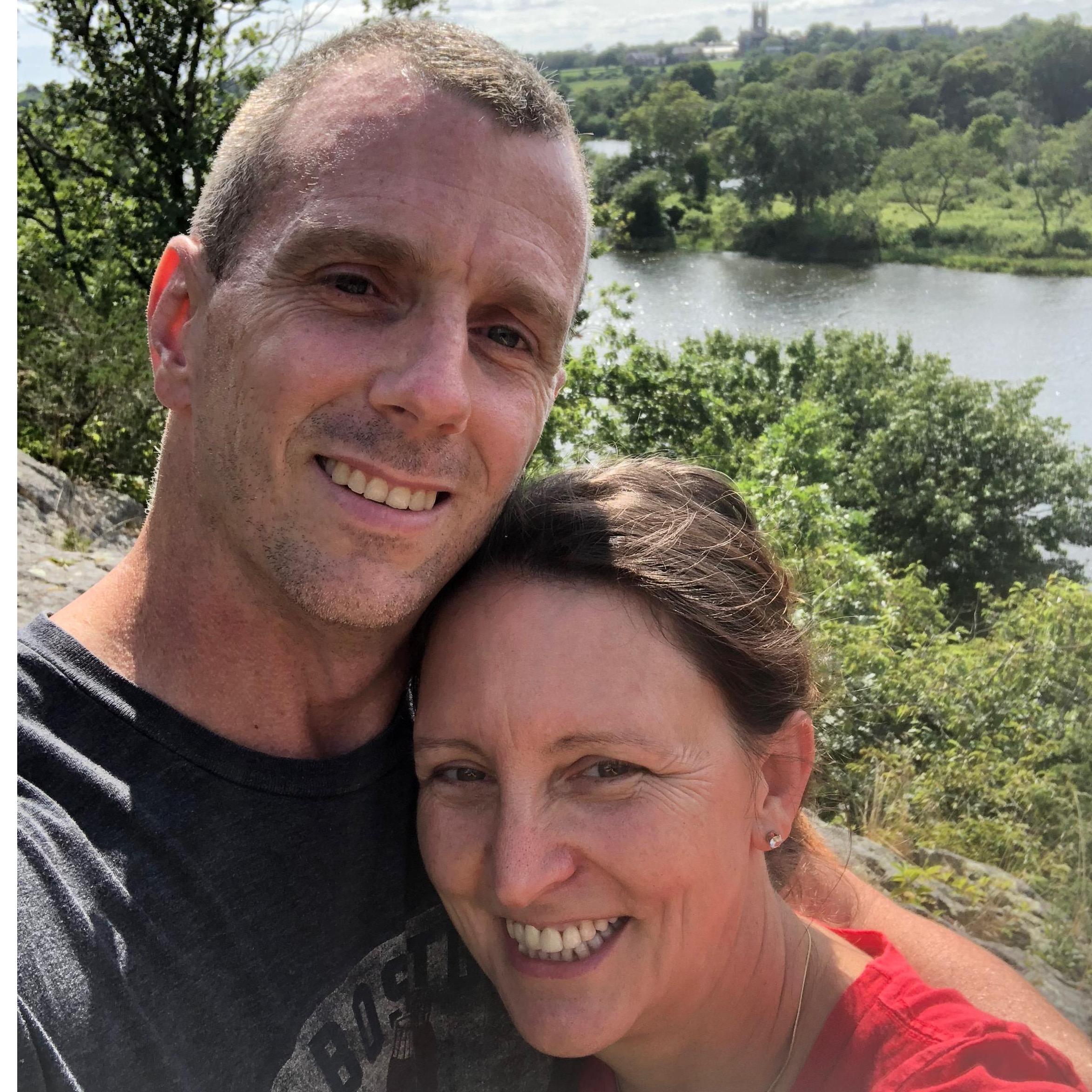 Our hike up to Hanging Rock- David always thinks I'm going to fall off the cliff!
