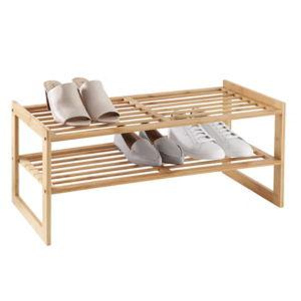 2-Tier Bamboo Stackable Shoe Rack