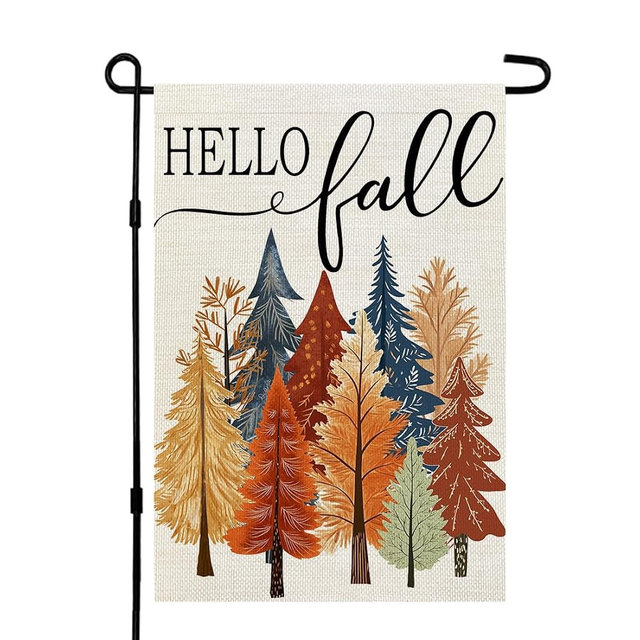 CROWNED BEAUTY Fall Welcome Trees Garden Flag for Outside 12x18 Inch | Weather resistant, double-sided small yard flag. Features fall trees for outdoor seasonal fall decoration