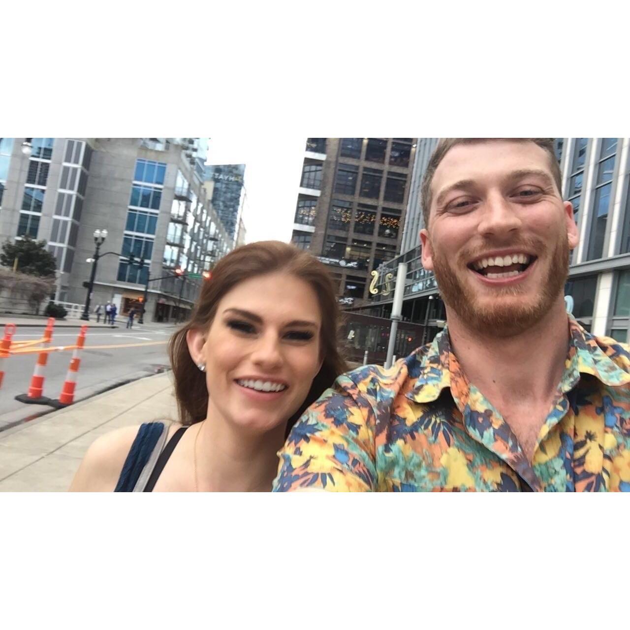 We met on March 24, 2017 at Crazy Town on Broadway in Nashville, Tn.  This is the very first picture we ever took together, from that weekend that we first met.