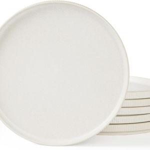 famiware Star Dinner Plates for 6, 10 inches Plate Set, Scratch Resistant, Stoneware Dinnerware, Kitchen Modern Rustic Serving Dishes, Matte White