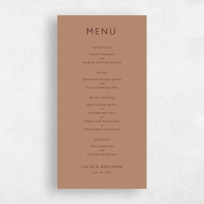 Camel, Brown Wedding Menu - Anacostia