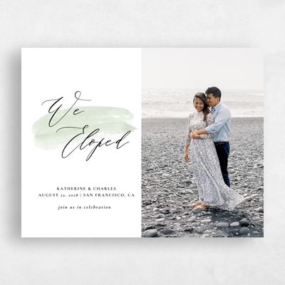 Mint, Green Wedding Save the Date - Violin Elopement