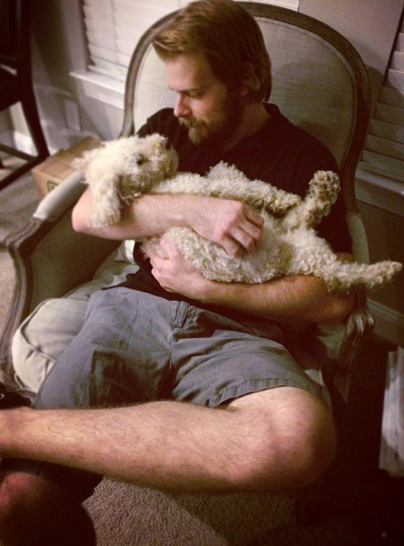 Zack gives Marley cuddles in Troutman, North Carolina 2015.