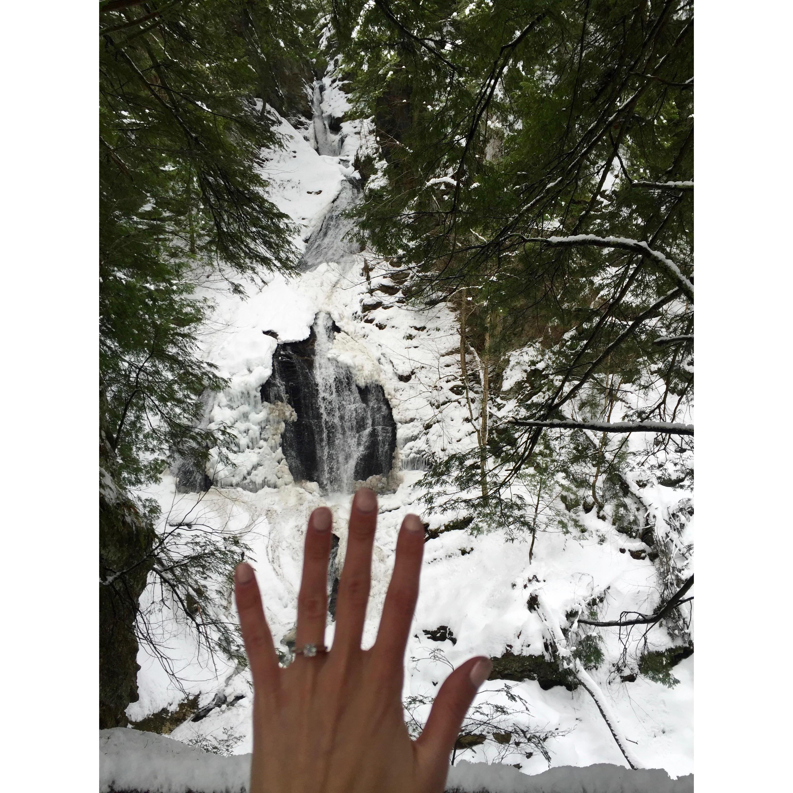 Snowy weekend at Moss Glen Falls!