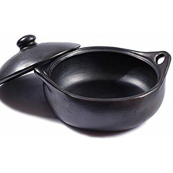 Crazy Korean Cooking Korean Stone Bowl (Dolsot), Sizzling Hot Pot for Bibimbap and Soup - Premium Ceramic (Medium with Lid)
