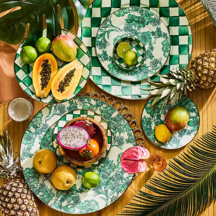MacKenzie-Childs, Emerald English Garden Enamel Dinner Plate | Zola