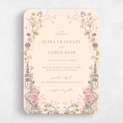Beige Rounded Wedding Invitation - Harley Portrait