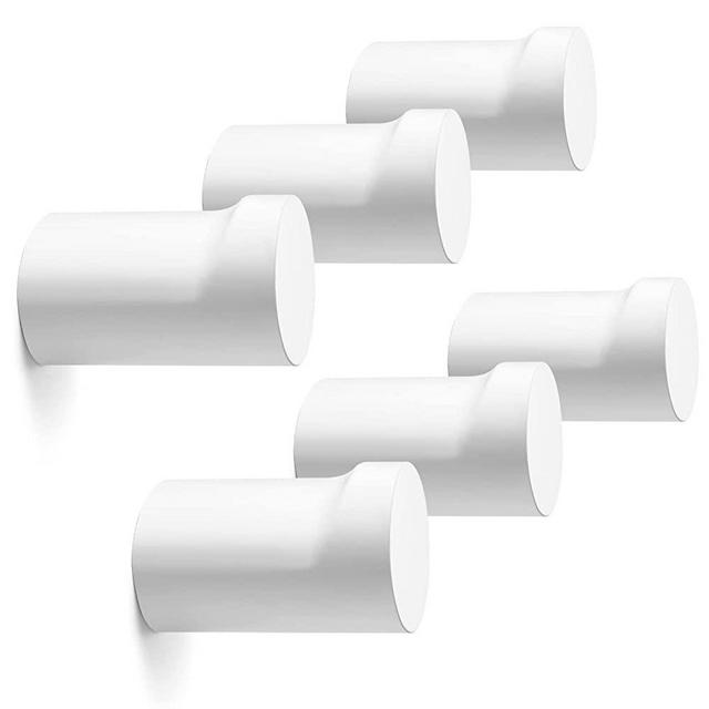Wood Wall Hooks 6 Pack, Modern Decorative Coat Hooks Wall Mounted, Handmade Wooden Hat Hooks Heavy Duty Entryway Wall Hangers for Hanging Towels Robes Purses (Beech Wood White)