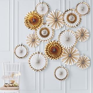 Gold Wedding 15-Piece Fan Decorations