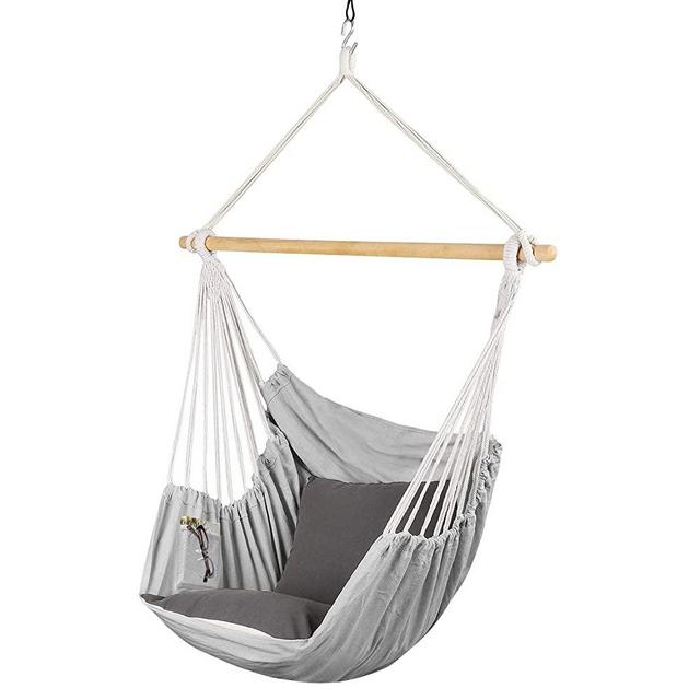 LAX LI AN XU Hanging Rope Hammock Chair Swing Seat for Any Indoor or Outdoor Spaces- Max. 265 Lbs -2 Seat Cushions Included (2#)