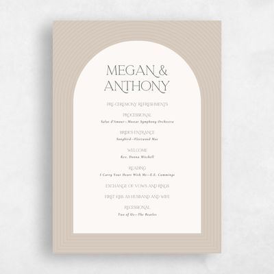 Beige Simple Wedding Program - Majestic