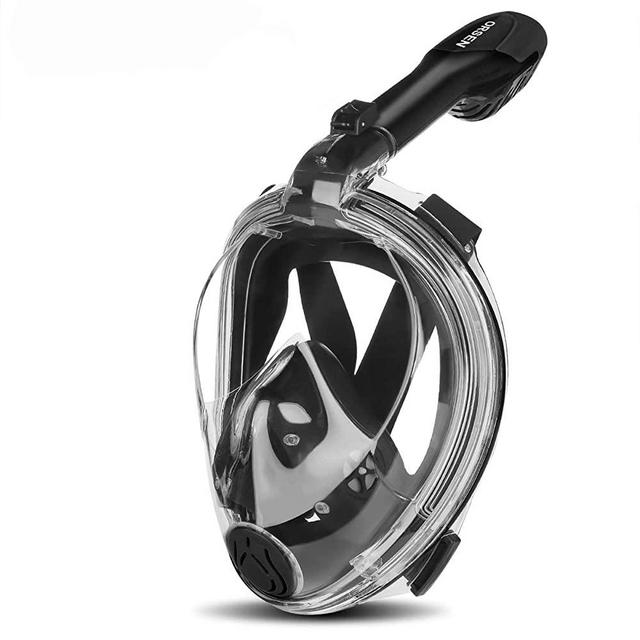 Orsen Full Face Snorkel Mask, Snorkeling Gear for Adults with CO₂ Quick Discharge System, Anti-Fog Snorkel Mask, 180° Panoramic View, Snorkel Set for Adults & Kids with Detachable Camera Mount