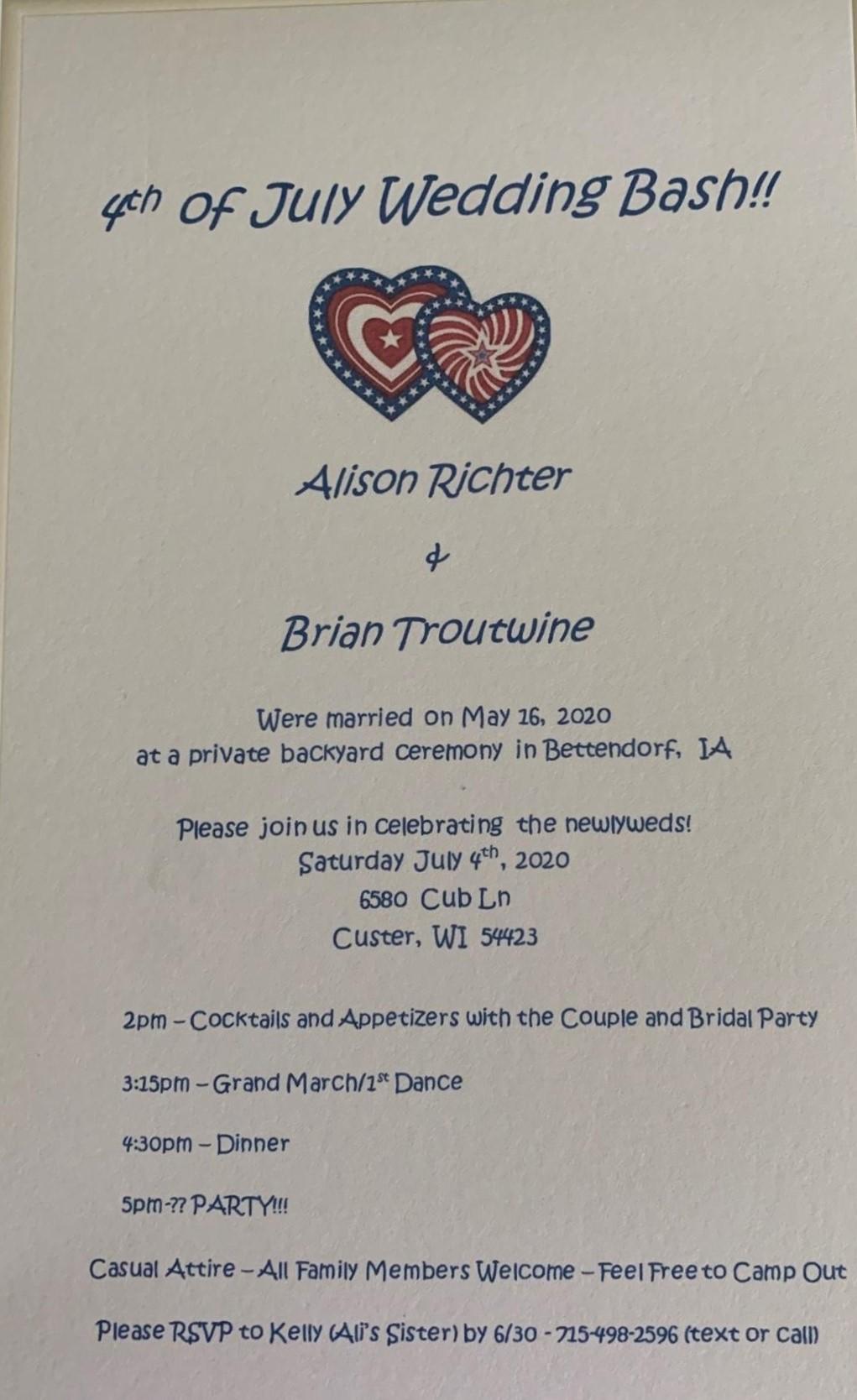 The Wedding Website of Alison Richter and Brian Troutwine