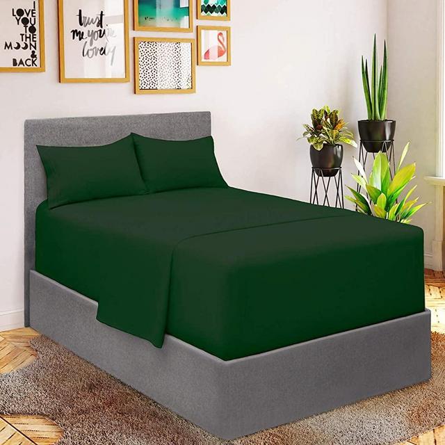 Mellanni Extra Deep Pocket King Size Sheets - Hotel Luxury 1800 Bedding Sheets & Pillowcases - Extra Deep Pocket Sheets up to 21" - Ultra Soft Cooling Bed Sheet Set - 4 Piece (King, Emerald Green)