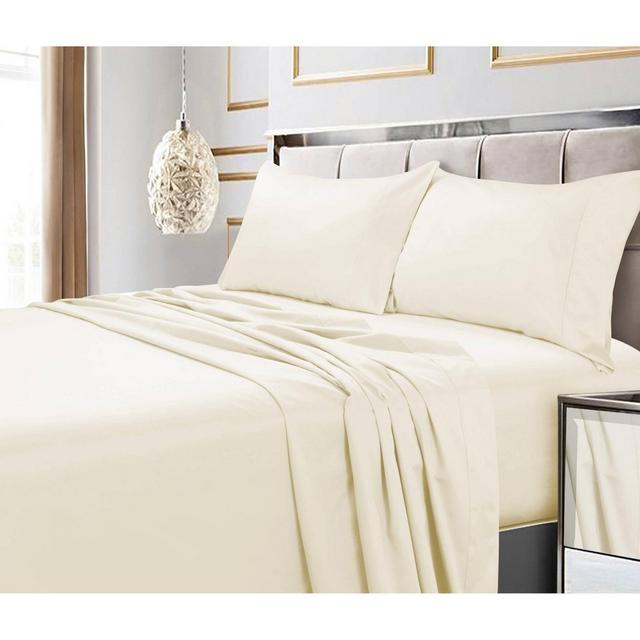 Queen 4pc 600 Thread Count Deep Pocket Solid Sheet Set Ivory - Tribeca Living