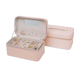 Vlando Ampio Jewelry Box - 3 tray with 18 sections jewelry organizer, holder for Earring Ring Necklace Bracelet & Watch -Fabulous Gift Idea- Pink