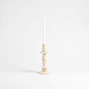 Cortana Large Off-White Earthenware Taper Holder 10.25" | Crate & Barrel