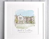 Watercolour Wedding Venue Sketch,...