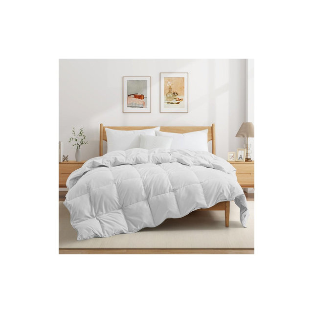 Peace Nest Lightweight White Feather Down Fluffy Comforter Duvet Insert, White, King