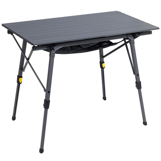 PORTAL Outdoor Folding Portable Picnic Camping Table with Adjustable Height Aluminum Roll Up Table Top Mesh Layer, Dark Gray