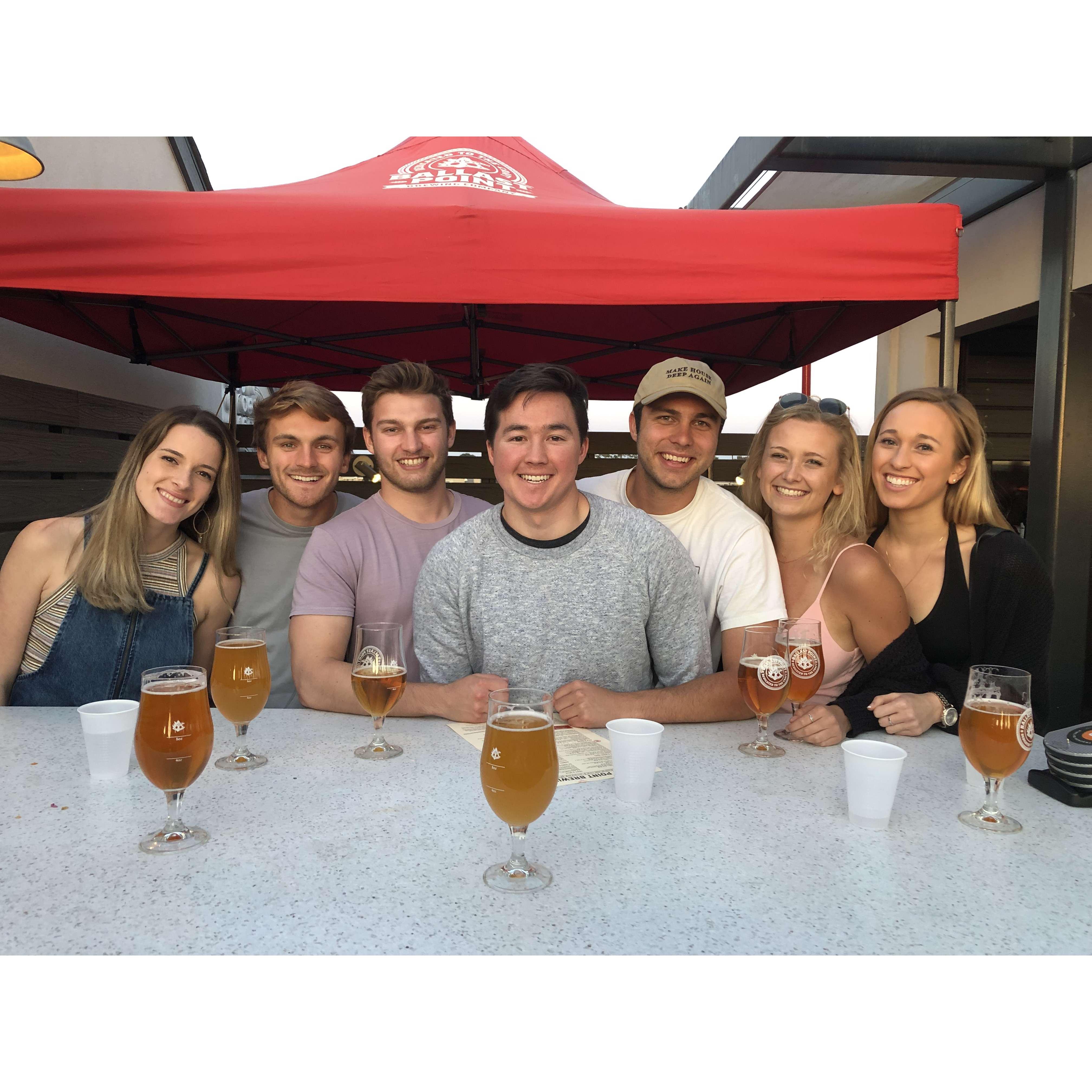 Melina and her high school friends at Ballast Point Brewery!