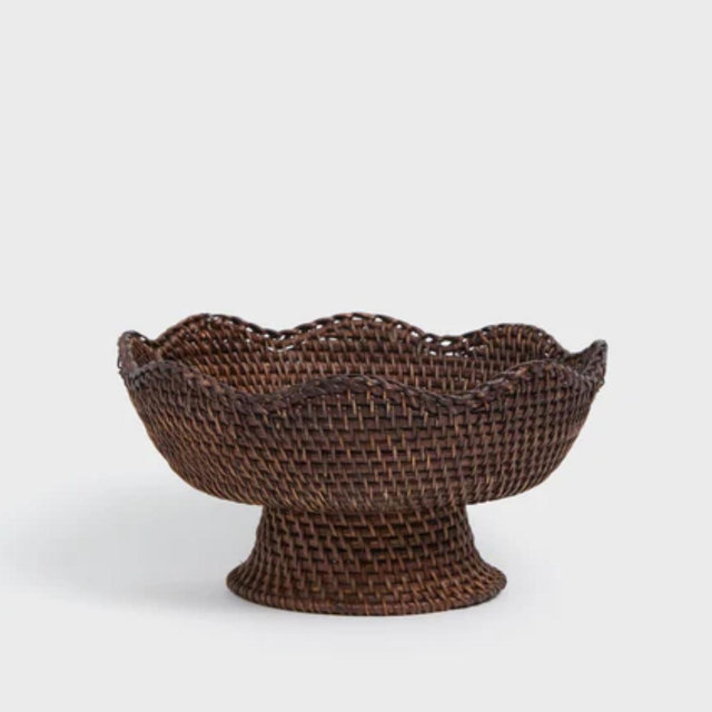 Dark Brown Rattan Footed Bowl