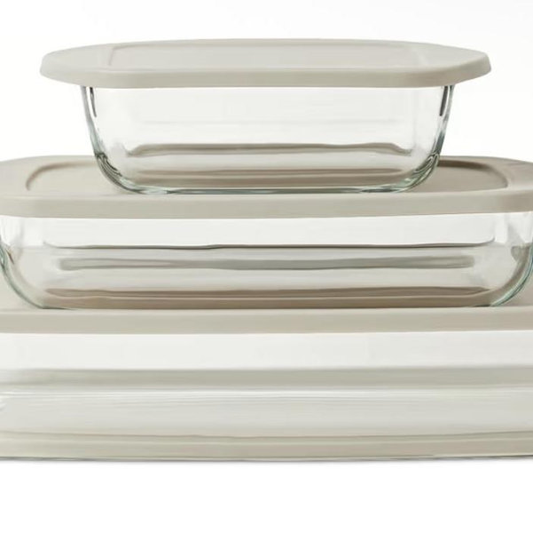 Glass Baking Dishes with BPA-Free Lids, 6-Piece Bakeware Set, Non-Slip and Stackable, Dishwasher-Safe
