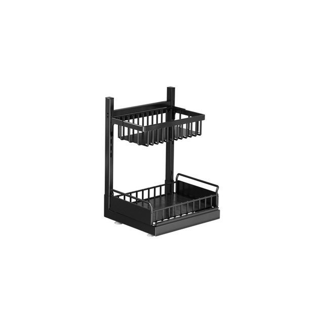 Pull out Cabinet Organiser,2 Tier Pull Out Spice Rack, Height Adjustable Organizer for Cabinet,Slide Out Drawer Rack for Kitchen Cupboard Cabinet