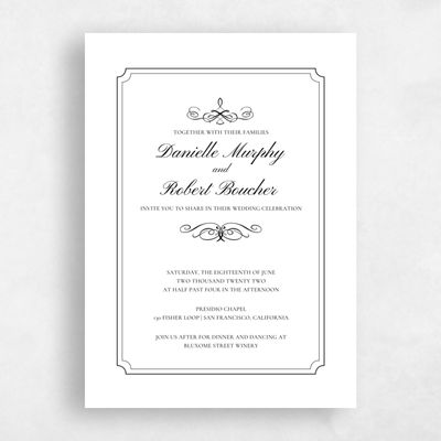 Black Elegant Wedding Invitation - Malta Type Letterpress