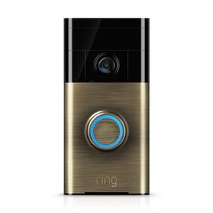 Ring Wi-Fi Enabled Video Doorbell in Antique Brass, Works with Alexa