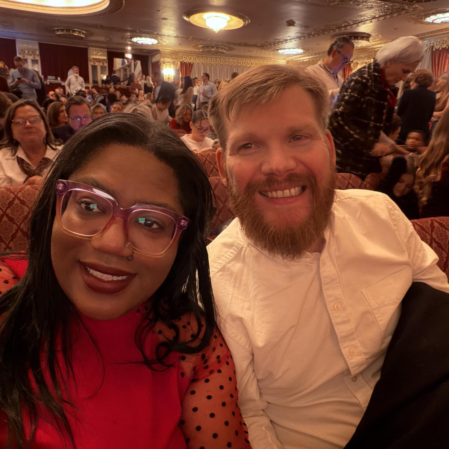The couple loves plays and shows! Here they are before a performance of The Nutcracker by the Washington Ballet at the Warner Theatre!