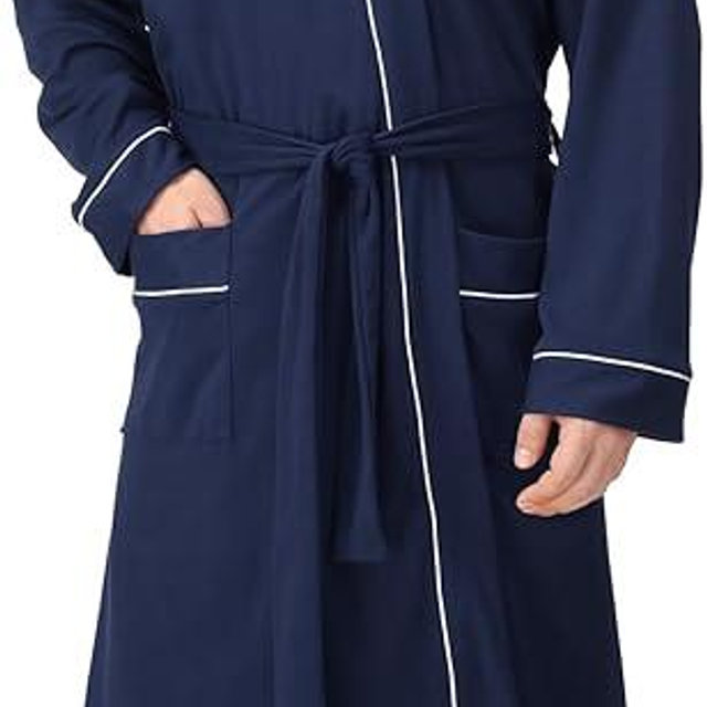 NY Threads Men's Robe Cotton Blend Knit Bathrobe