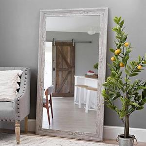 Gray Wood Grain Framed Mirror
