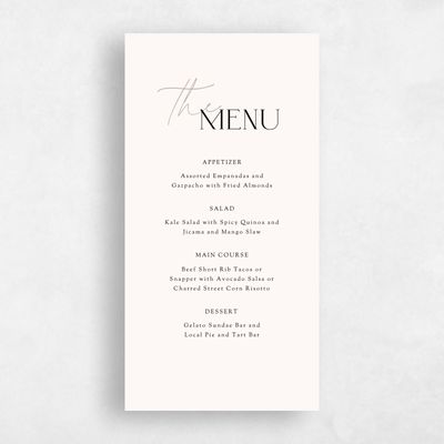 Beige Wedding Menu - Santiago
