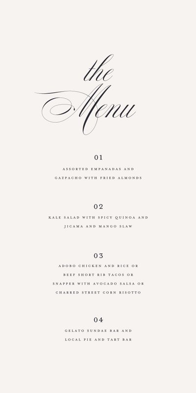 Beige Oval Wedding Menu - Lennon