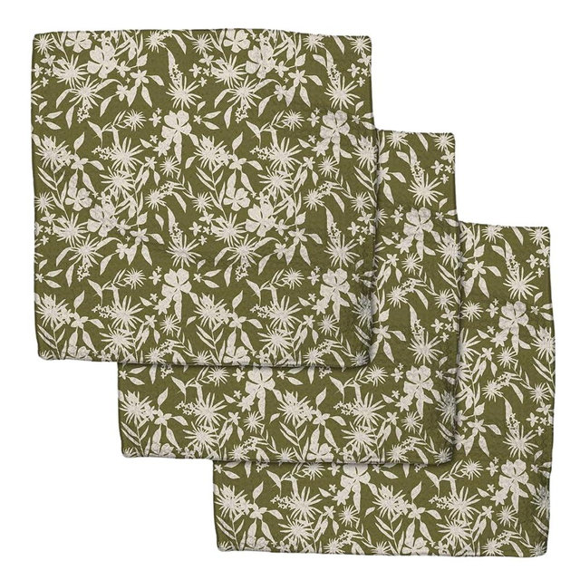 GEOMETRY Fall Dish Towels - Quick Dry Dish Cloths for Kitchen - Premium Quick Dry Towel with Geoweave - 3-Pack Set (Leafy Luxe, 10"x10" (3 per Set))