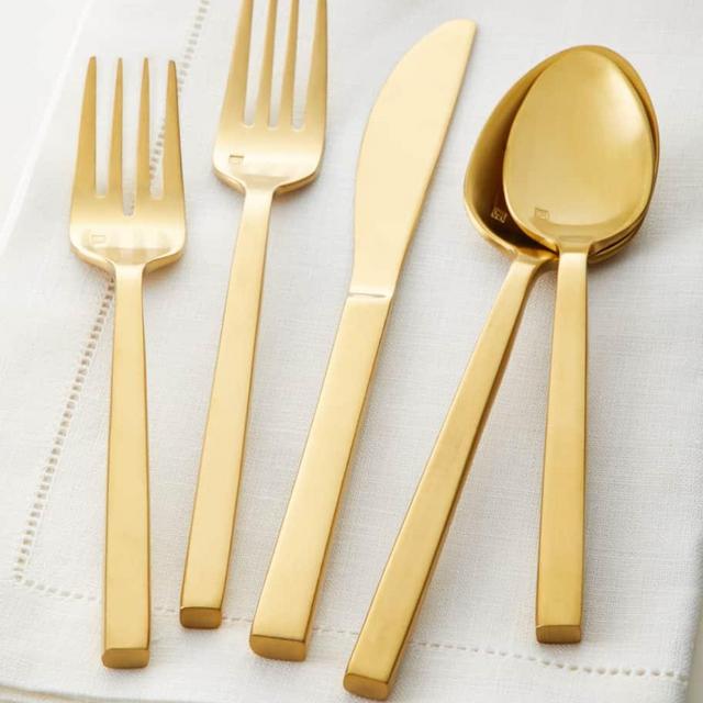 20-Piece Arezzo Flatware Service, Brush Gold