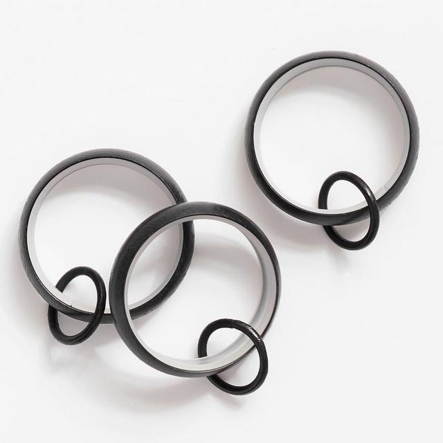 Cast Iron Black Feather Weight Double Curtain Round Rings, Large, 1.25", Set of 10