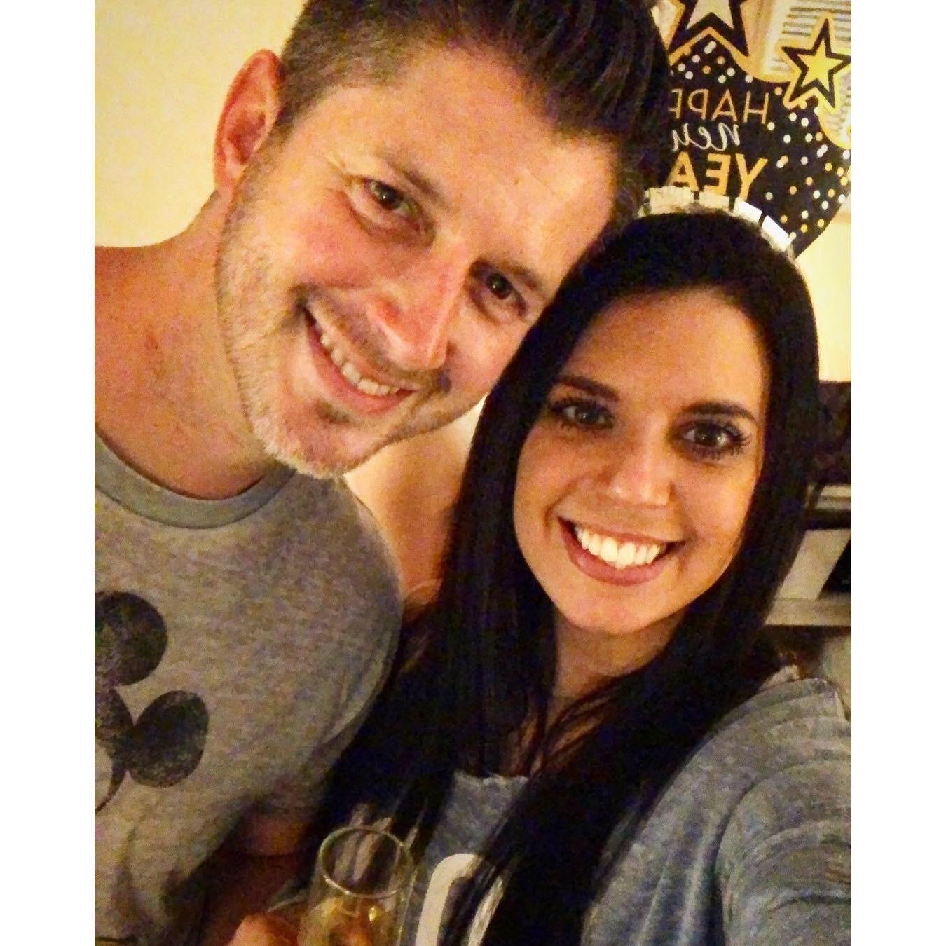 Our second NYE OFF WORK! Celebrating at the Pixley's in our PJ's!
